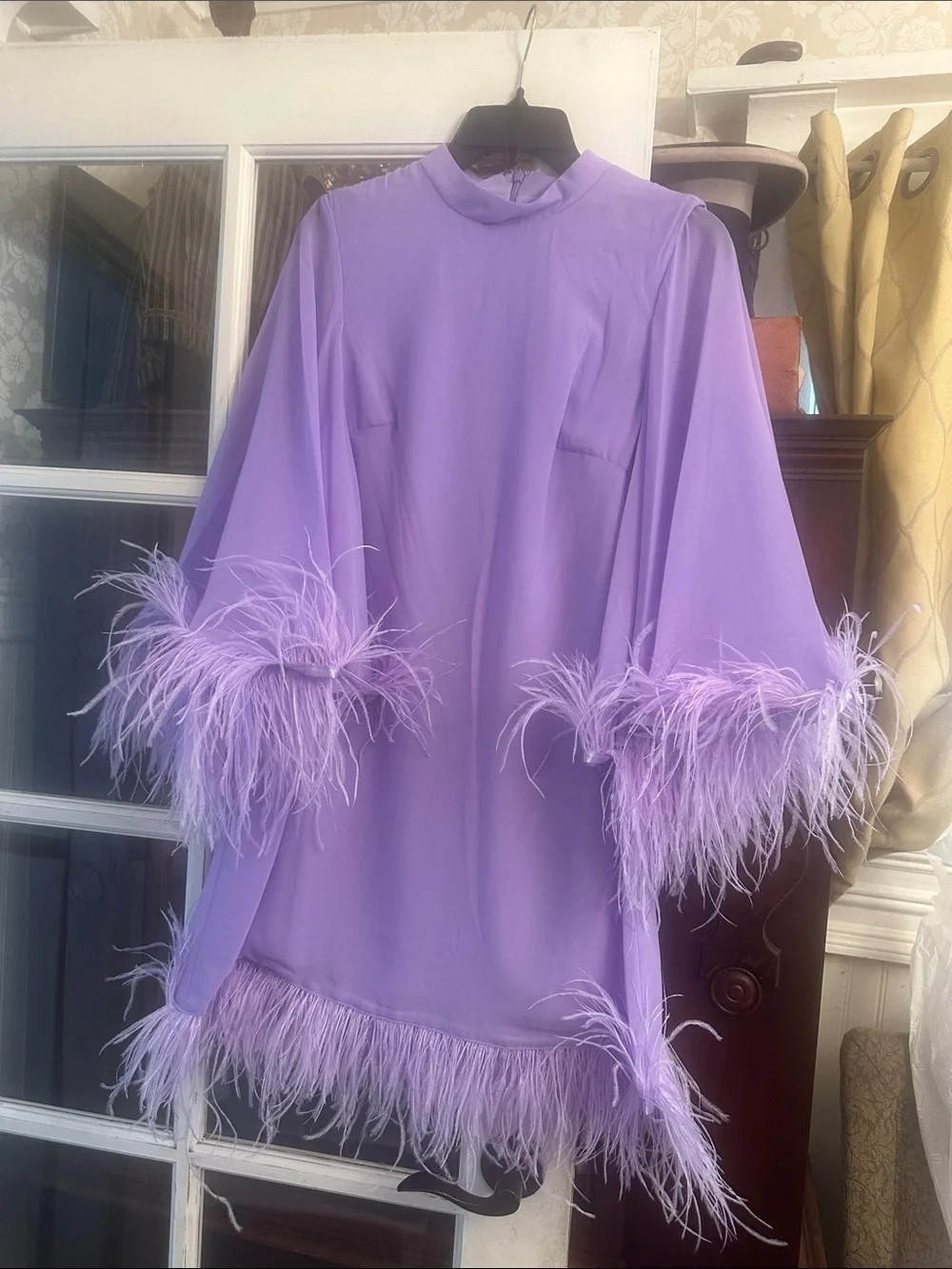 BNWT MAC DUGGAL FEATHER DRESS IN LILAC #11439 - Picture 4 of 9